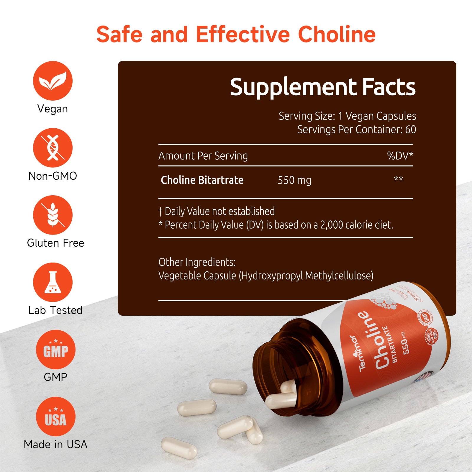 Temimar Choline Bitartrate 550mg